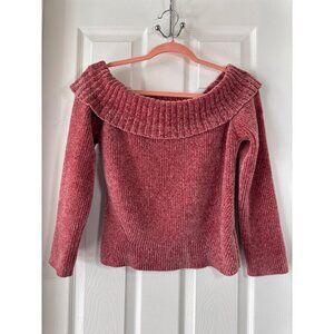 Forever 21 Contemporary Pink Off Shoulder Sweater Y2K Fashion Sz XL